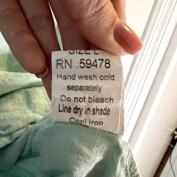 Valentina Naldi 100% linen mini dress in light green size L Large - Picture 6 of 8